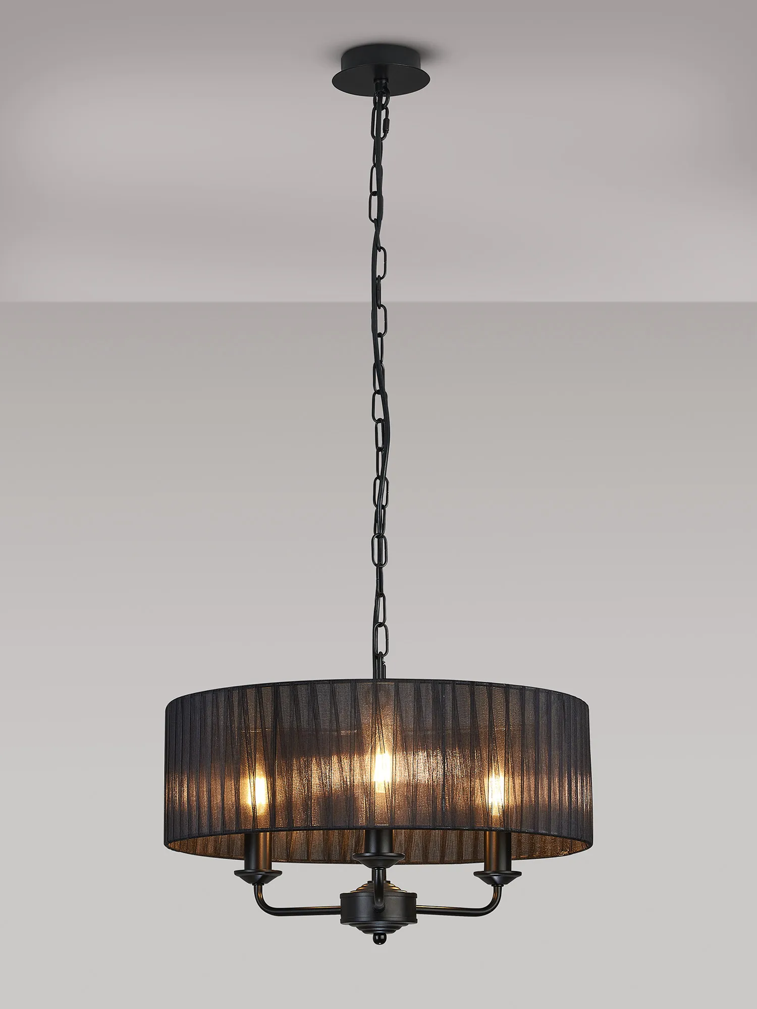 Banyan 45cm 3 Light Pendant Matt Black, Black DK1027  Deco Banyan MB BL